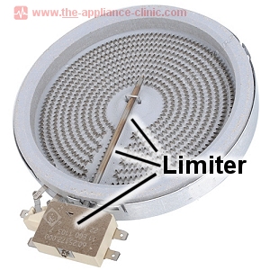 Radiant element with thermal limiter